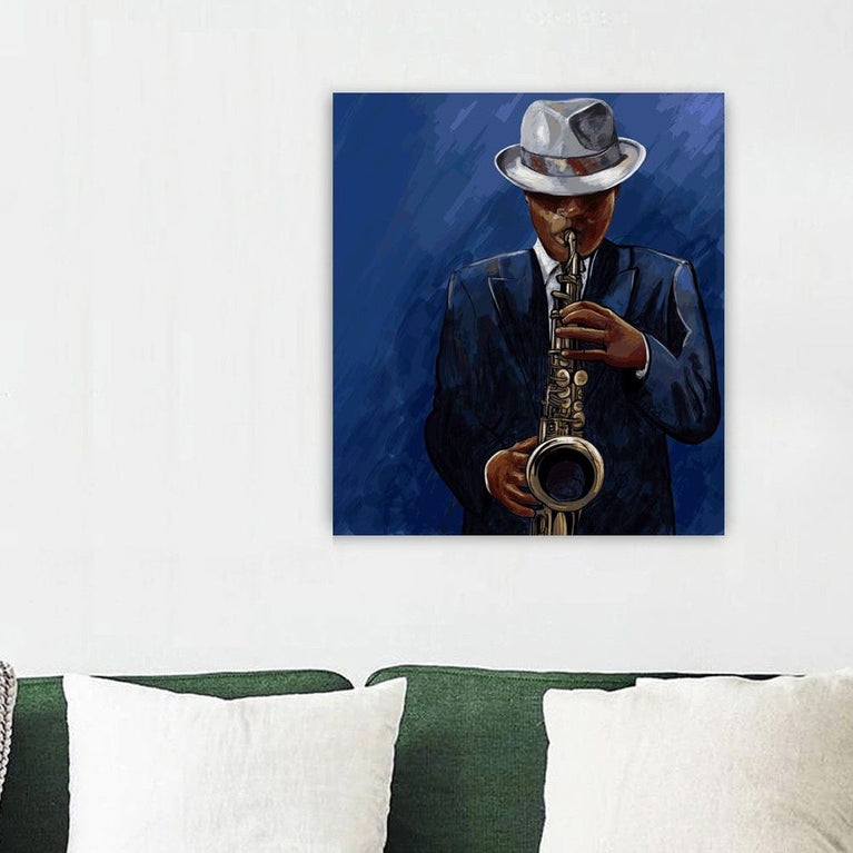 The Sax Musician Canvas schilderij