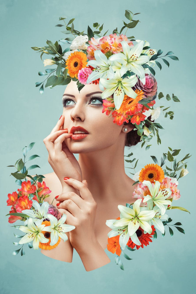 Thinking flower woman