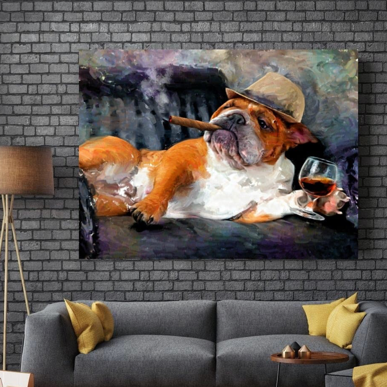 The Smoking Dog Canvas schilderij