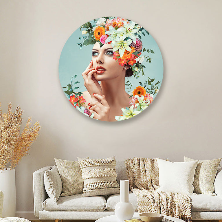 Thinking flower woman cirkel