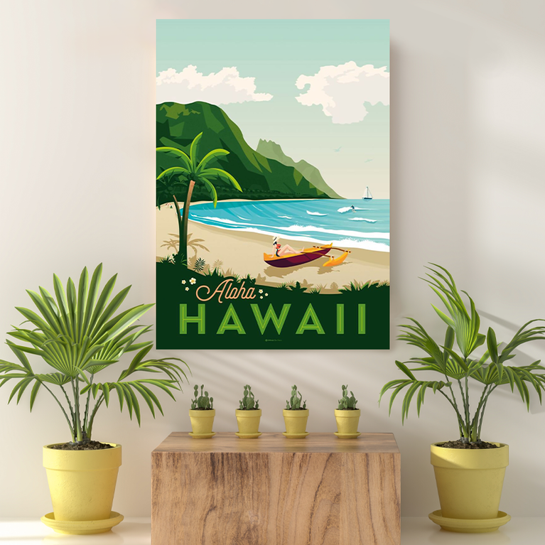 Vintage Reis bestemming Hawaii